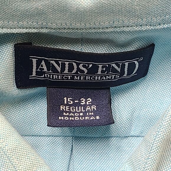 Lands' End Mens Shirt Medium Green Casual Office Career Work Regular Fit - Picture 4 of 10